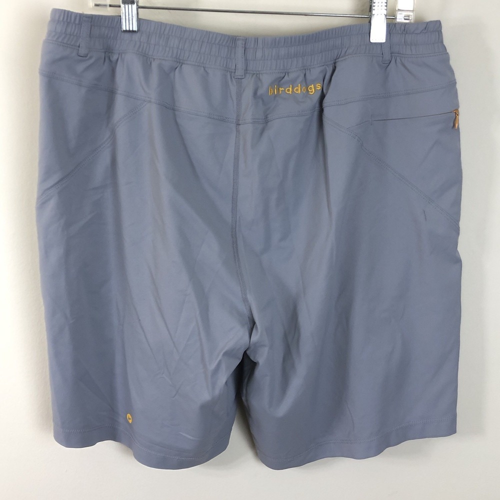 Birddogs Active Performance Shorts Mens 2XL Gray Yellow Stretch Running Beach